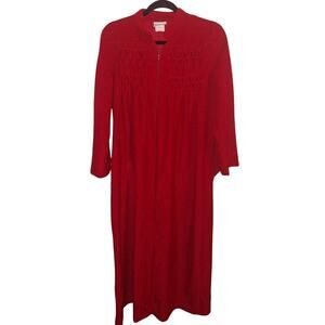 Vintage Red JCPENNY Soft Robe Women's Medium Zip Nightgown Robe Housecoat Winter